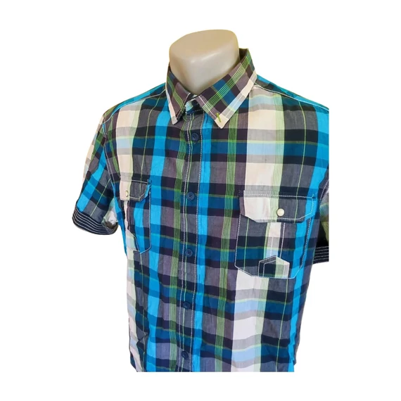 Clockhouse kék kockás rövid ujjú férfi ing