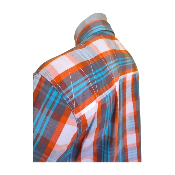 Tantum O.N. narancs színű kockás rövid ujjú férfi ing 