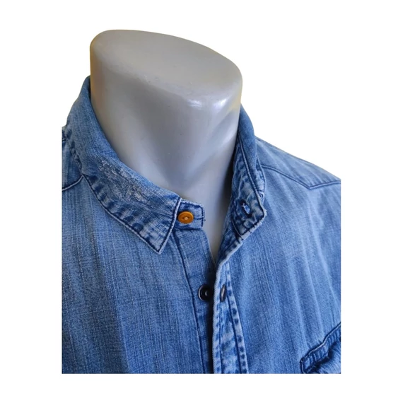 Guess kék farmer rövid ujjú férfi ing