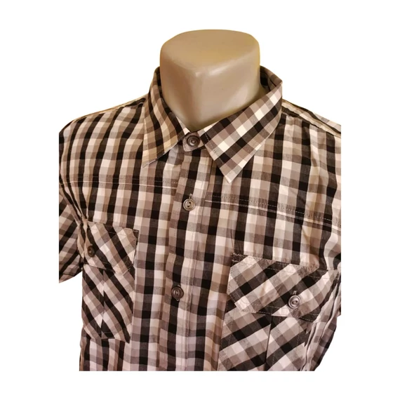 Smog szürke kockás rövid ujjú férfi ing