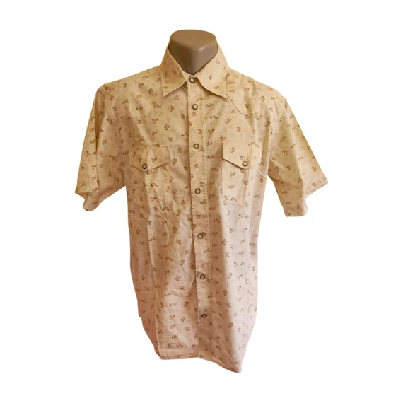 Angelo Litrico bézs mintás rövid ujjú férfi ing