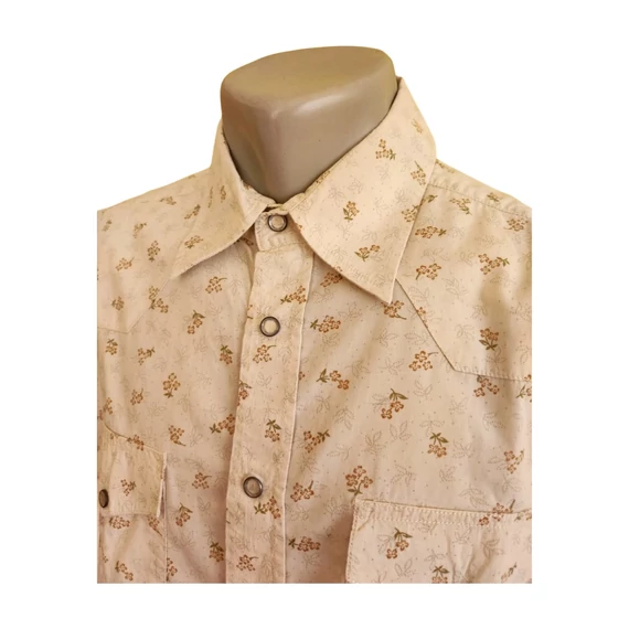 Angelo Litrico bézs mintás rövid ujjú férfi ing