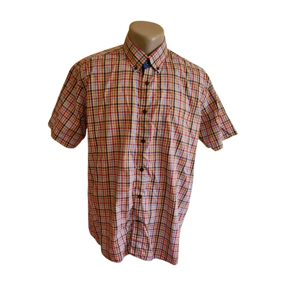 Armas piros és kék kockás rövid ujjú férfi ing