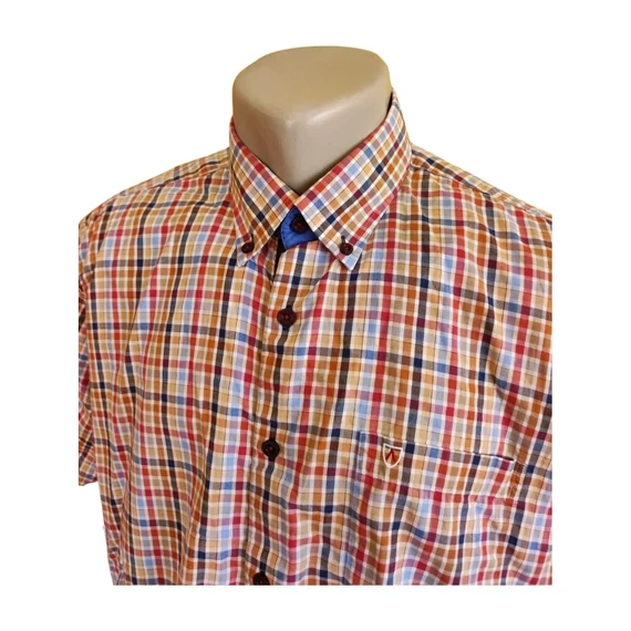 Armas piros és kék kockás rövid ujjú férfi ing