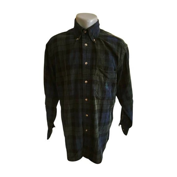 Nautica sötétszürke kockás kordbársony férfi ing