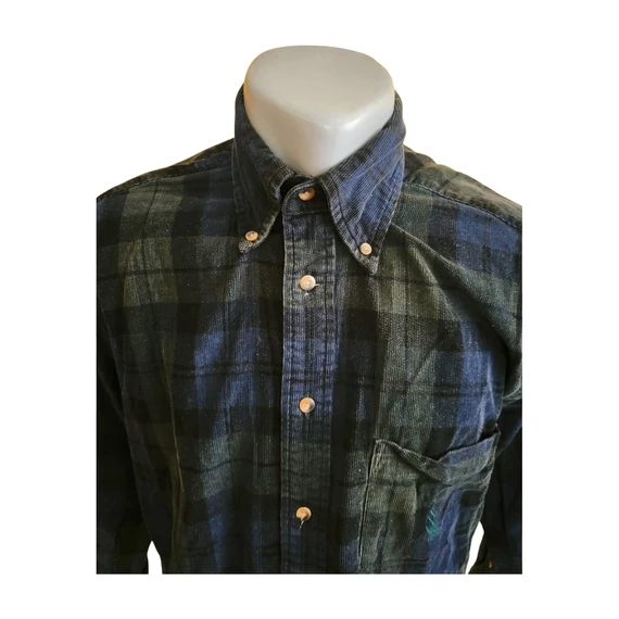 Nautica sötétszürke kockás kordbársony férfi ing