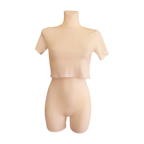 Boohoo fehér bordázott női top