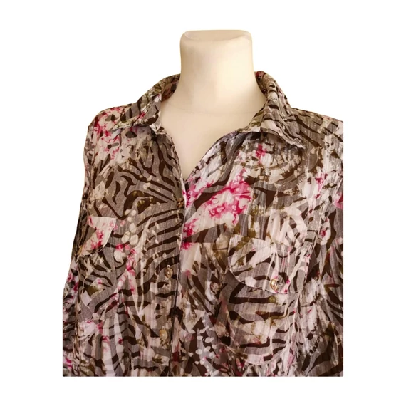 Michele Boyard szürke mintás női blúz