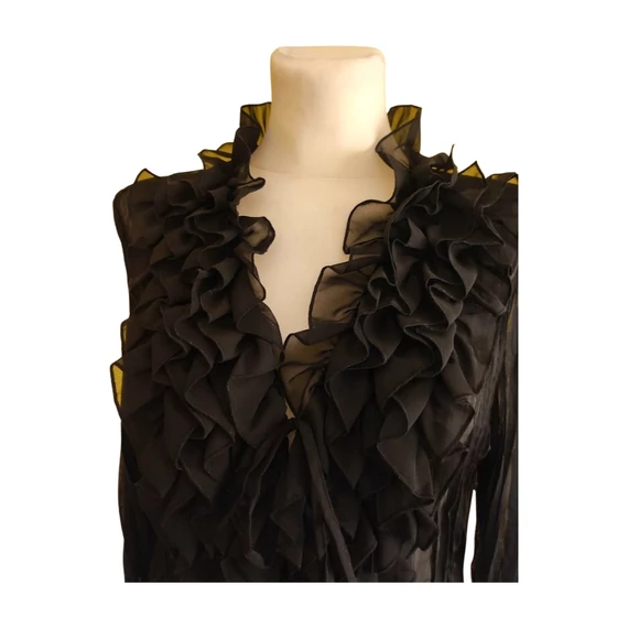 C&A fekete fodros női blúz 