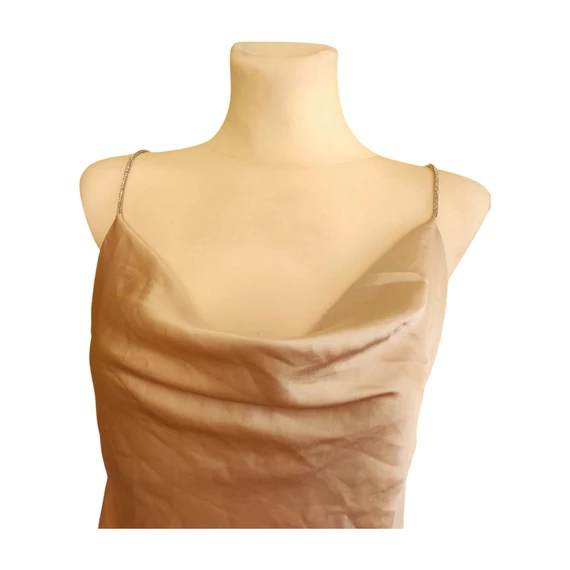 Made In Italy bézs szatén ujjatlan női felső