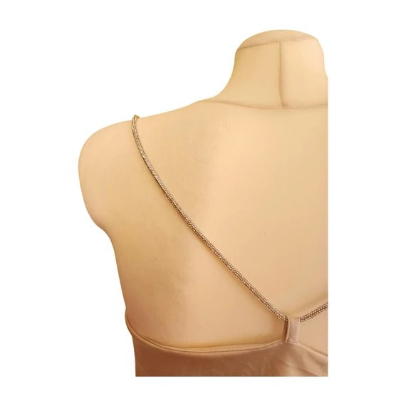 Made In Italy bézs szatén ujjatlan női felső