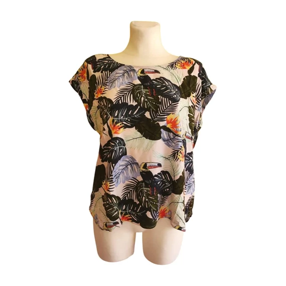 Tom Tailor kék levélmintás női felső 