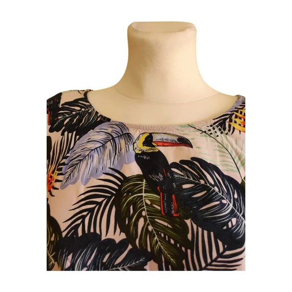 Tom Tailor kék levélmintás női felső 