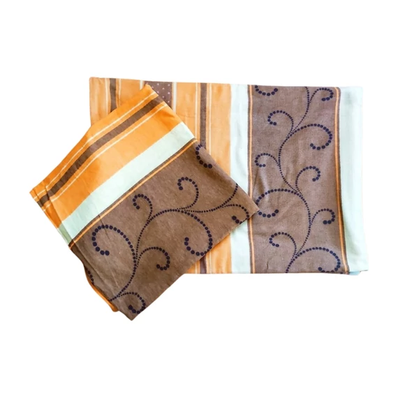 Narancs és barna színű flottír felnőtt ágynemű