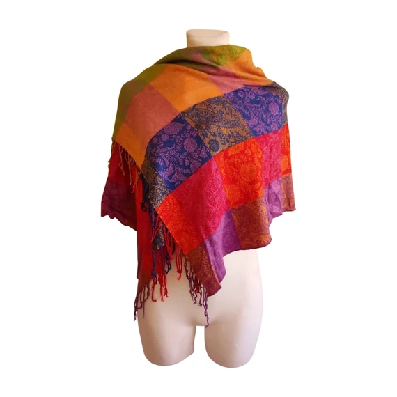 Színes kockás női sál