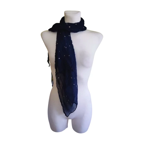 Sötétkék strasszos női sál