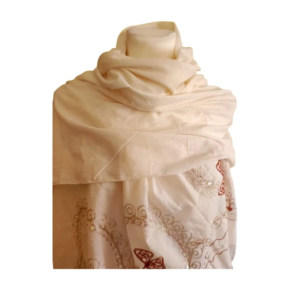 Tört fehér flitteres női kendő