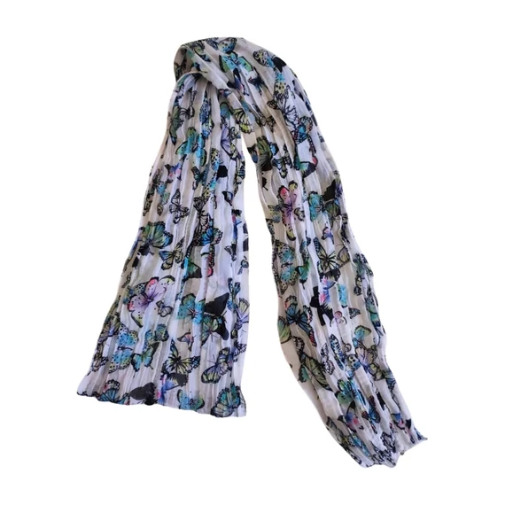 Fehér lepke mintás női vékony sál
