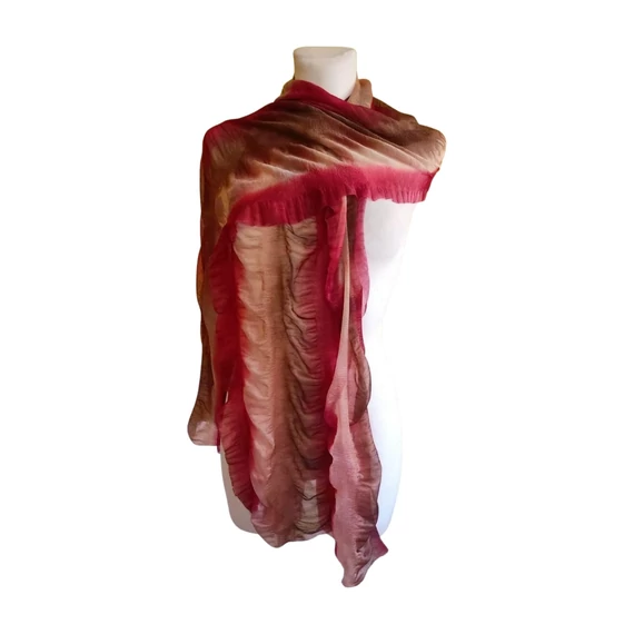 Lila és arany színű csíkos vékony női sál