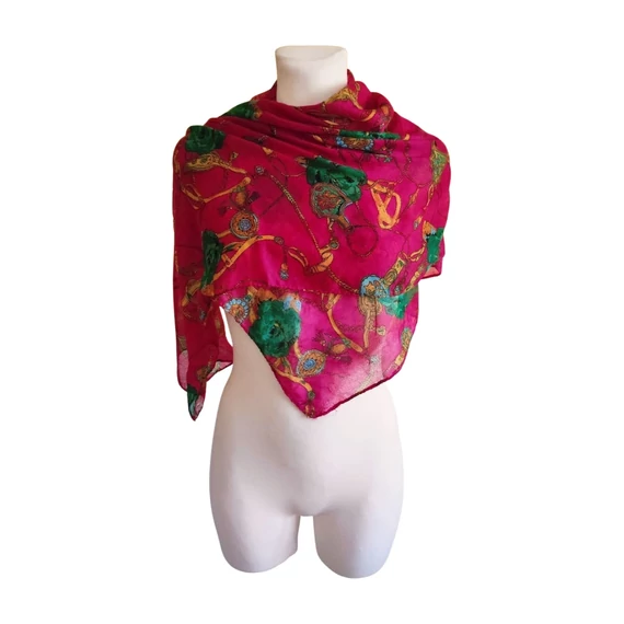 Rózsaszín mintás női kendő