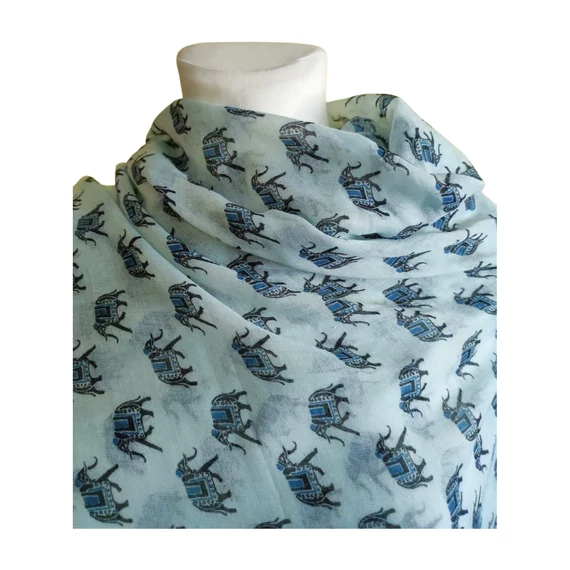 Kék elefánt mintás női kendő