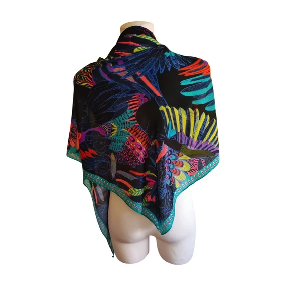 Kék papagáj mintás női kendő