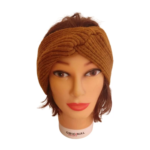 Barna bordázott női fejpánt