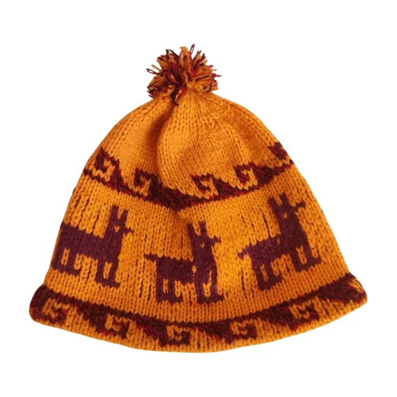 Sárga állatmintás női sapka