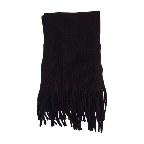 Fekete bordázott kötött férfi sál