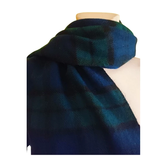 Sötétkék és zöld  kockás női sál
