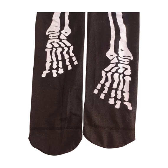 Fekete csontváz mintás női combharisnya