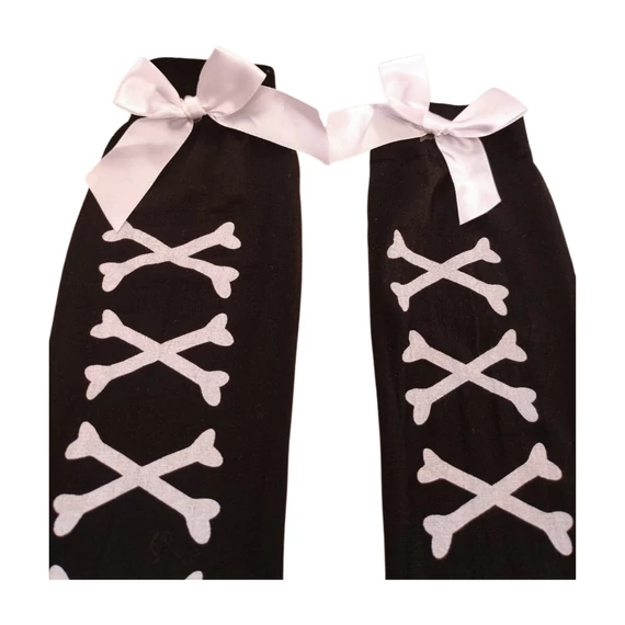 Fekete csont mintás női combharisnya