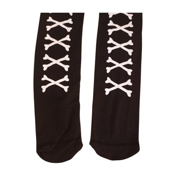 Fekete csont mintás női combharisnya