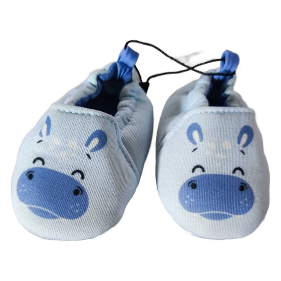 Kék vízilovas puha talpú babacipő (méret: 16)