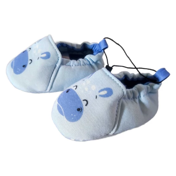 Kék vízilovas puha talpú babacipő