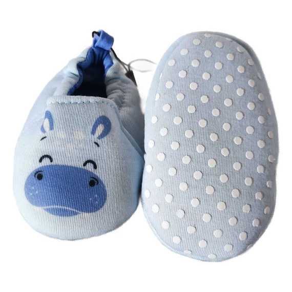 Kék vízilovas puha talpú babacipő (méret: 16)