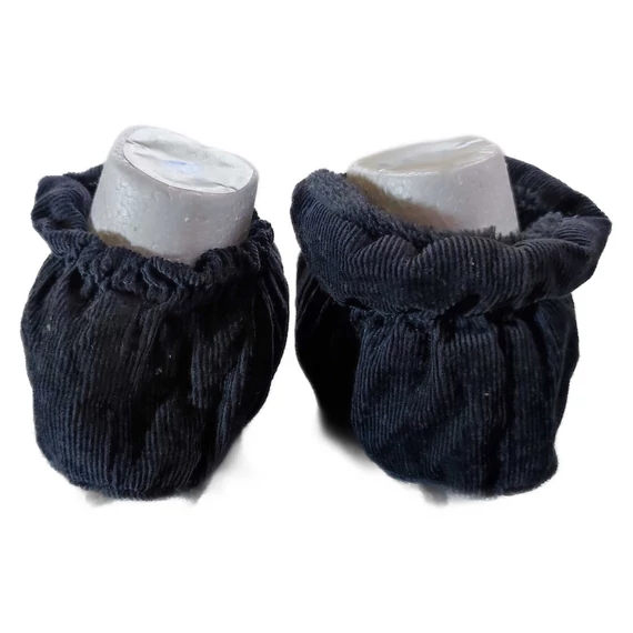 Kék kordbársony puha talpú babacipő (méret: 18)