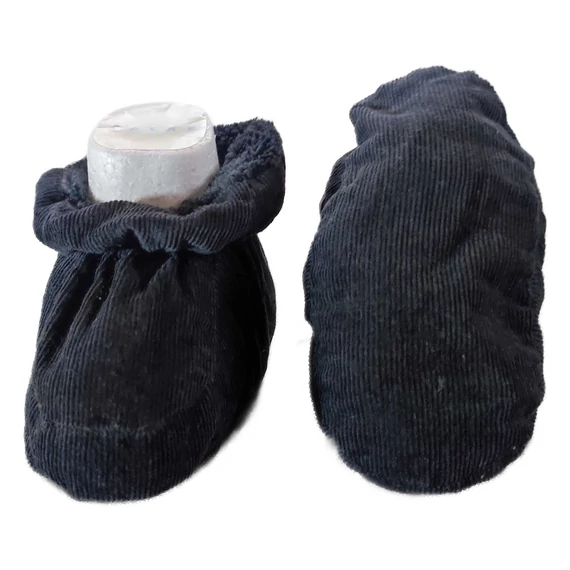 Kék kordbársony puha talpú babacipő (méret: 18)