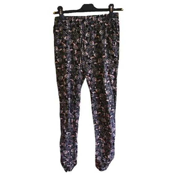 Colosseum fekete és bézs mintás vékony női nadrág