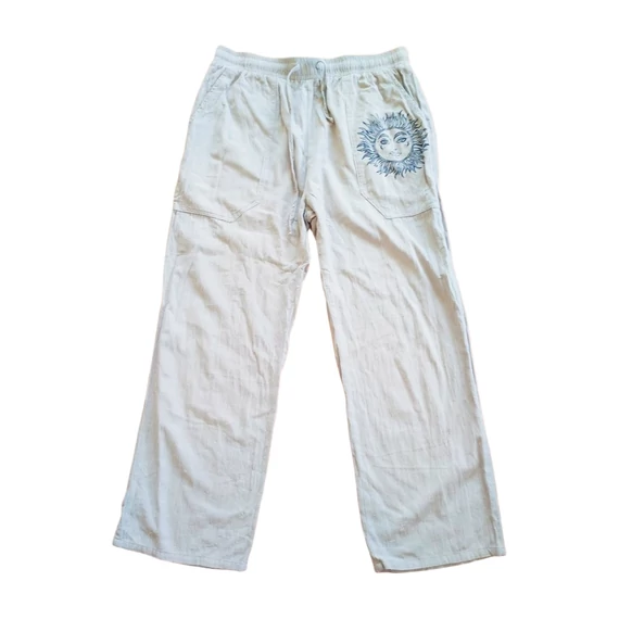 Világos szürke vékony női vászon nadrág