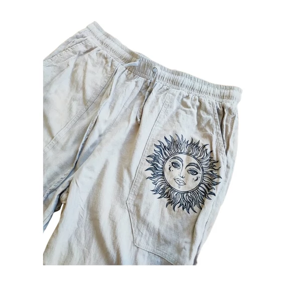 Világos szürke vékony női vászon nadrág