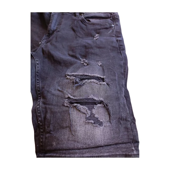 Fishbone fekete férfi farmer rövidnadrág