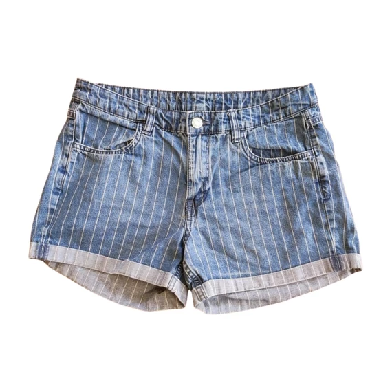 H&M kék csíkos női farmer rövidnadrág