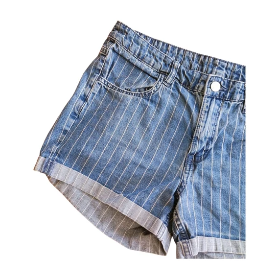 H&M kék csíkos női farmer rövidnadrág