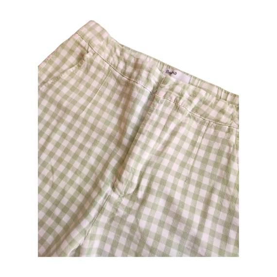Bershka világos zöld kockás vékony női nadrág