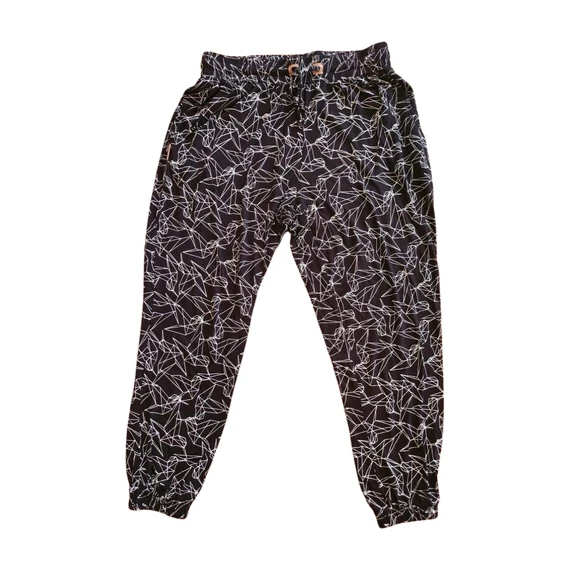 Gina fekete mintás vékony női nadrág