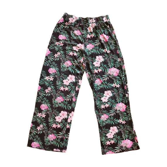 Ever.me fekete levélmintás vékony női nadrág