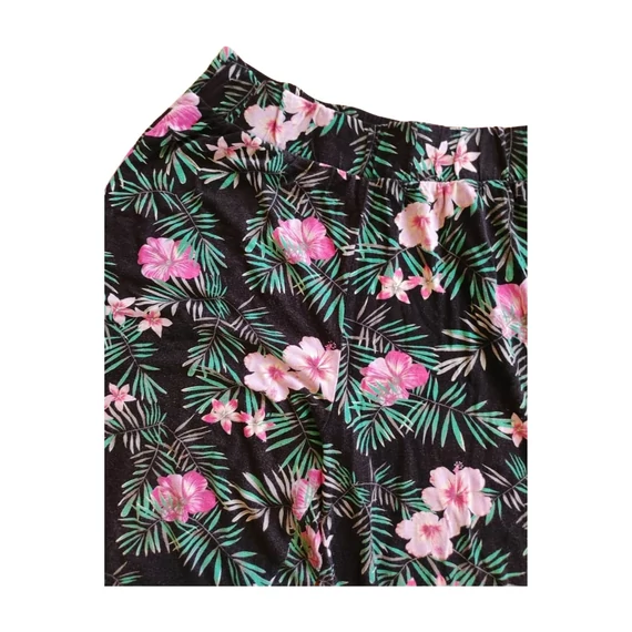 Ever.me fekete levélmintás vékony női nadrág