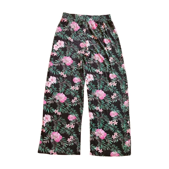 Ever.me fekete levélmintás vékony női nadrág