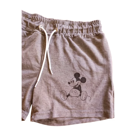 Ribara szürke Mickey Mouse mintás női rövidnadrág